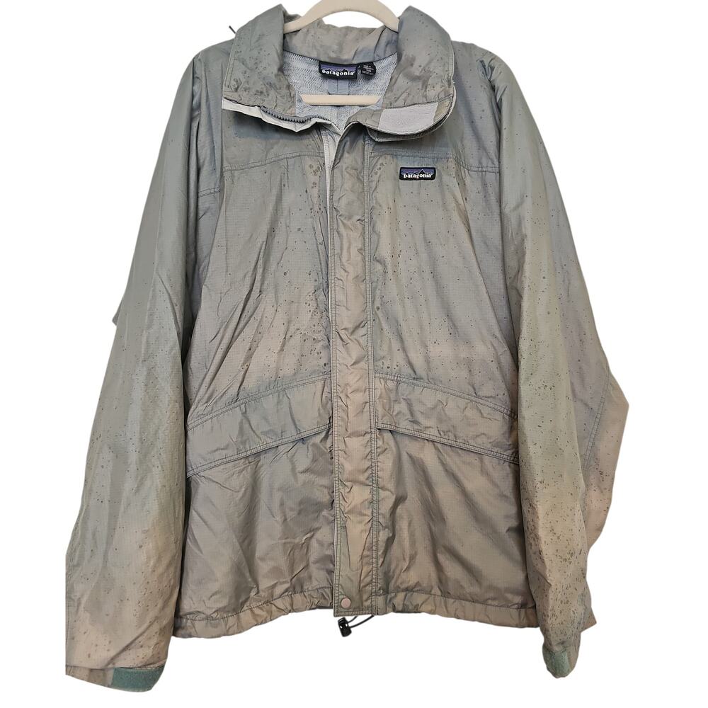 PATAGONIA Jacket Full Zip Windbreaker Hooded Mens Large Vintage Green